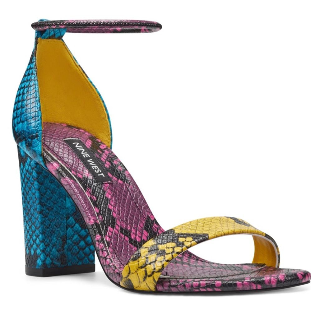 Nine West Snake Print Heel Sandals Multi color